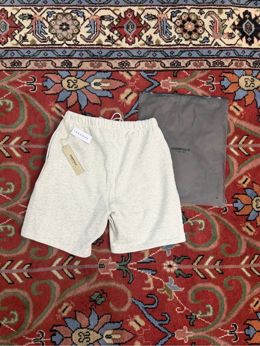ESSENTIALS Men Light Gray Fleece Drawstring Shorts - Picture 2 of 4